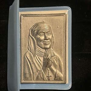 Silver Tone Religious Mother Teresa Icon Prayer Plaque Priests of Sacred Heart